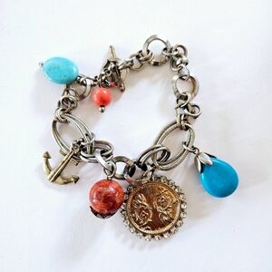 Vintage Silver Coin Charm Bracelet